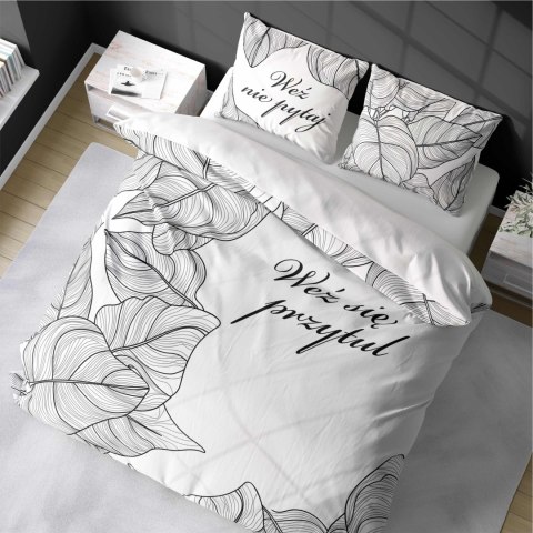 Pościel bawełniana 160x200 Weż nie pytaj weż mnie przytul biała czarna 4857 A Holland Home 73 Pościel bawełniana 160x200 Weż nie pytaj weż mnie przytul biała czarna 4857 A Holland Home 73