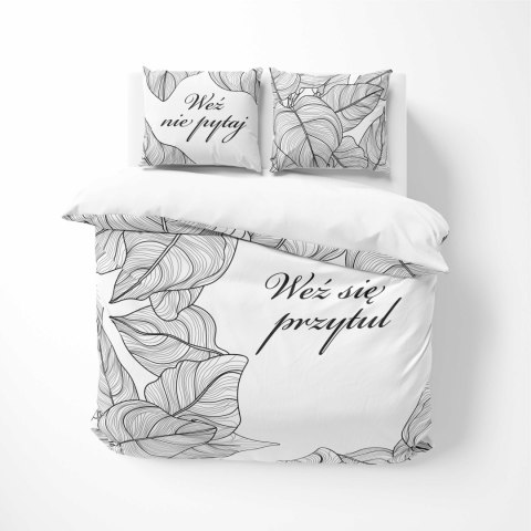 Pościel bawełniana 160x200 Weż nie pytaj weż mnie przytul biała czarna 4857 A Holland Home 73 Pościel bawełniana 160x200 Weż nie pytaj weż mnie przytul biała czarna 4857 A Holland Home 73