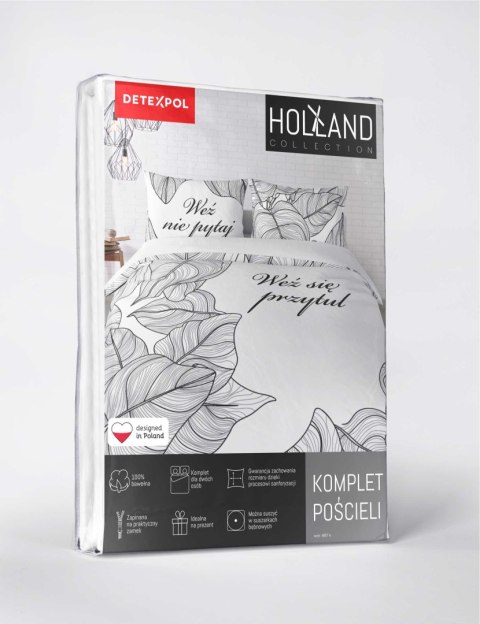 Pościel bawełniana 160x200 Weż nie pytaj weż mnie przytul biała czarna 4857 A Holland Home 73 Pościel bawełniana 160x200 Weż nie pytaj weż mnie przytul biała czarna 4857 A Holland Home 73