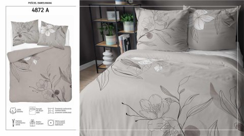 Pościel bawełniana 160x200 beżowa kwiaty 4872 A Holland Home 73 Pościel bawełniana 160x200 beżowa kwiaty 4872 A Holland Home 73