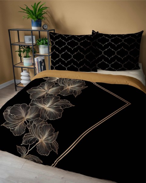 Pościel bawełniana 160x200 czarna ruda kwiaty 4859 A Holland Home 73 Pościel bawełniana 160x200 czarna ruda kwiaty 4859 A Holland Home 73