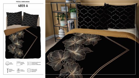 Pościel bawełniana 160x200 czarna ruda kwiaty 4859 A Holland Home 73 Pościel bawełniana 160x200 czarna ruda kwiaty 4859 A Holland Home 73