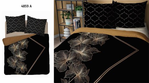 Pościel bawełniana 160x200 czarna ruda kwiaty 4859 A Holland Home 73 Pościel bawełniana 160x200 czarna ruda kwiaty 4859 A Holland Home 73