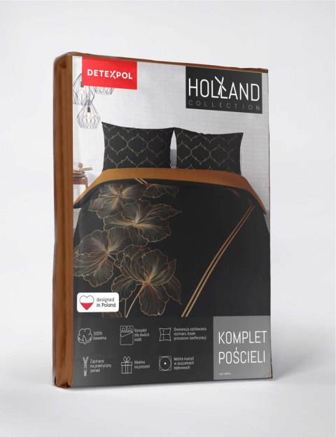 Pościel bawełniana 160x200 czarna ruda kwiaty 4859 A Holland Home 73 Pościel bawełniana 160x200 czarna ruda kwiaty 4859 A Holland Home 73