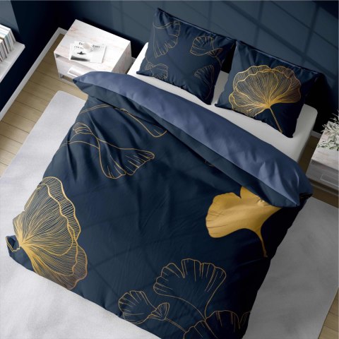 Pościel bawełniana 160x200 granatowa złota liście miłorzębu 4863 A Holland Home 73 Pościel bawełniana 160x200 granatowa złota liście miłorzębu 4863 A Holland Home 73