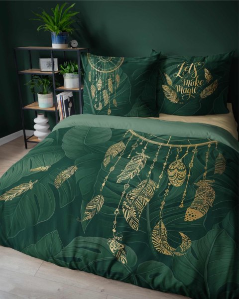 Pościel bawełniana 160x200 zielona złota łapacz snów pióra 4862 A Holland Home 73 Pościel bawełniana 160x200 zielona złota łapacz snów pióra 4862 A Holland Home 73