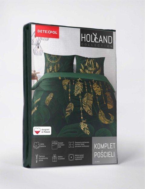 Pościel bawełniana 160x200 zielona złota łapacz snów pióra 4862 A Holland Home 73 Pościel bawełniana 160x200 zielona złota łapacz snów pióra 4862 A Holland Home 73