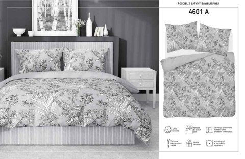 Pościel satynowa 160x200 szara kwiaty 4601 A Home Satin 64 Pościel satynowa 160x200 szara kwiaty 4601 A Home Satin 64