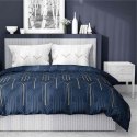 Pościel satynowa 220x200 granatowa biała geometria 4203 A Home Satin 64