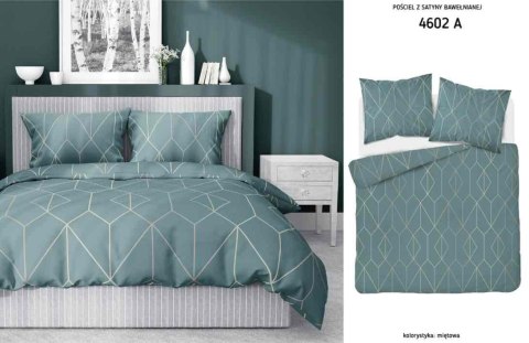 Pościel satynowa 220x200 miętowa geometria 4602 A Home Satin 64 Pościel satynowa 220x200 miętowa geometria 4602 A Home Satin 64
