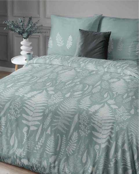 Pościel satynowa 220x200 miętowa liście 4603 A Home Satin 64 Pościel satynowa 220x200 miętowa liście 4603 A Home Satin 64