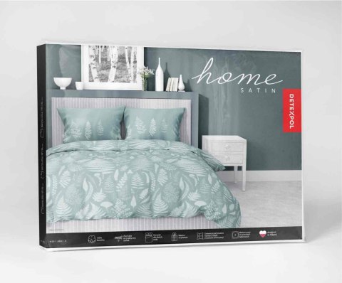 Pościel satynowa 220x200 miętowa liście 4603 A Home Satin 64 Pościel satynowa 220x200 miętowa liście 4603 A Home Satin 64