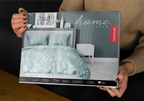Pościel satynowa 220x200 miętowa liście 4603 A Home Satin 64 Pościel satynowa 220x200 miętowa liście 4603 A Home Satin 64