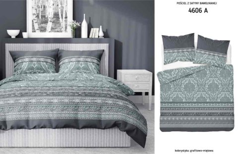 Pościel satynowa 220x200 miętowa oranamenty 4606 A Home Satin 64 Pościel satynowa 220x200 miętowa oranamenty 4606 A Home Satin 64