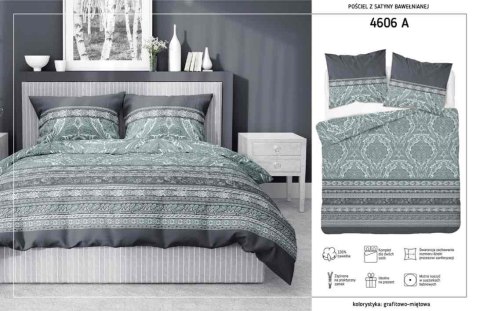 Pościel satynowa 220x200 miętowa oranamenty 4606 A Home Satin 64 Pościel satynowa 220x200 miętowa oranamenty 4606 A Home Satin 64