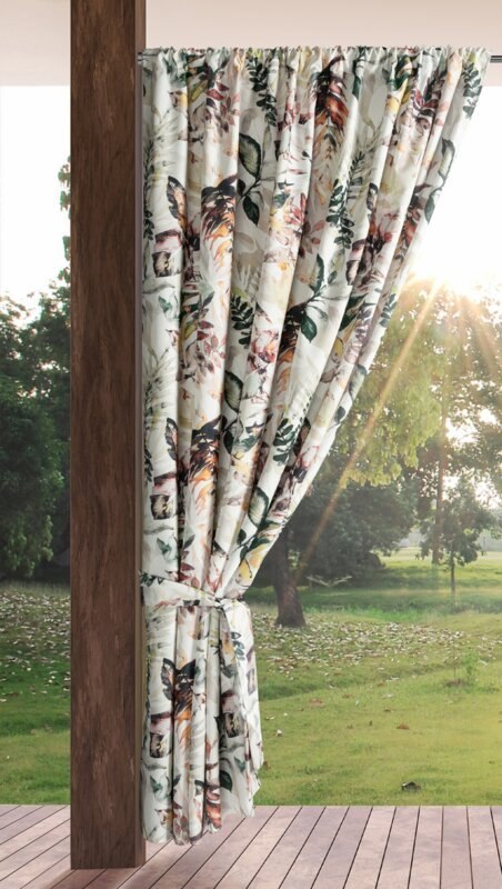 Zasłona gotowa 155x200 Garden 2 biała kolorowa liście do ogrodu wodoodporna mocowana na tunelu Eurofirany Zasłona gotowa 155x200 Garden 2 biała kolorowa liście do ogrodu wodoodporna mocowana na tunelu Eurofirany