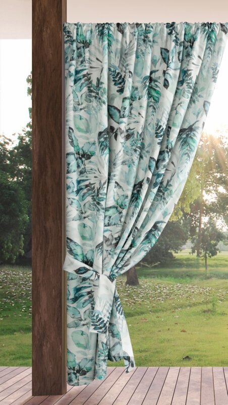 Zasłona gotowa 155x200 Garden 2 biała zielona liście do ogrodu wodoodporna mocowana na tunelu Eurofirany Zasłona gotowa 155x200 Garden 2 biała zielona liście do ogrodu wodoodporna mocowana na tunelu Eurofirany