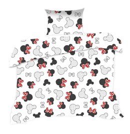 Pościel bawełniana 100x135 131K myszka biała czarna czerwone kokardki Kids 24 z poszewką 40x60