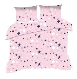 Pościel bawełniana 100x135 362K gwiazdki różowa Kids 24 z poszewką 40x60