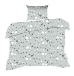 Pościel bawełniana 100x135 366K gwiazdki szara Kids 24 z poszewką 40x60
