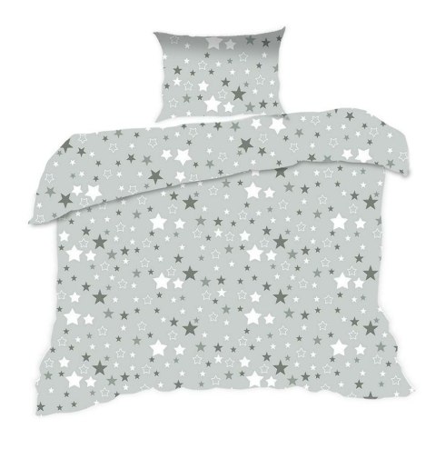Pościel bawełniana 100x135 366K gwiazdki szara Kids 24 z poszewką 40x60