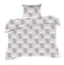 Pościel bawełniana 100x135 556K misie szara różowa Kids 24 z poszewką 40x60