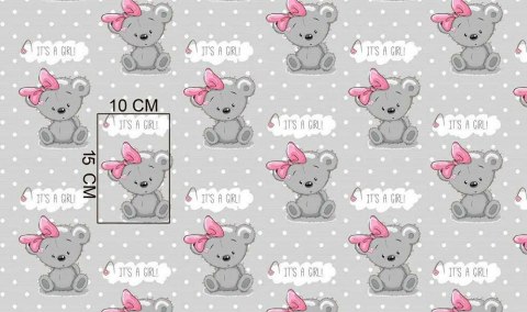 Pościel bawełniana 100x135 556K misie szara różowa Kids 24 z poszewką 40x60 Pościel bawełniana 100x135 556K misie szara różowa Kids 24 z poszewką 40x60