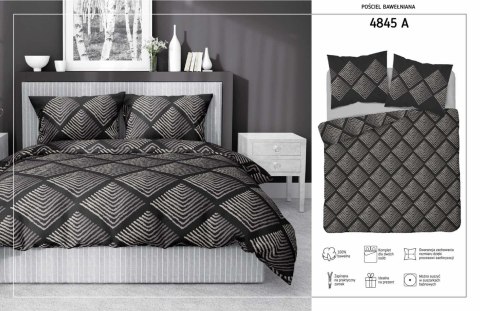 Pościel bawełniana 220x200 czarna geometria 4845 A Bawełna 74 Pościel bawełniana 220x200 czarna geometria 4845 A Bawełna 74