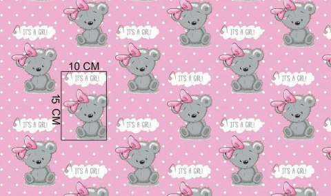 Pościel bawełniana 90x120 555K misie różowa szara Kids 24 z poszewką 40x60 Pościel bawełniana 90x120 555K misie różowa szara Kids 24 z poszewką 40x60