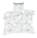 Pościel bawełniana 90x120 55K misie zajączki szara turkusowa Kids 24 z poszewką 40x60 Pościel bawełniana 90x120 55K misie zajączki szara turkusowa Kids 24 z poszewką 40x60