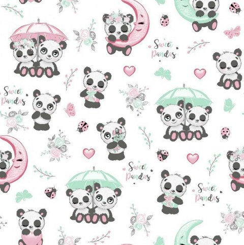 Pościel bawełniana 90x120 667K pandy biała kolorowa Kids 24 z poszewką 40x60 Pościel bawełniana 90x120 667K pandy biała kolorowa Kids 24 z poszewką 40x60