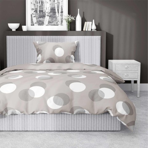 Pościel satynowa 140x200 beżowa kółka z jedną poszewką 4921 A Home Satin 81 Pościel satynowa 140x200 beżowa kółka z jedną poszewką 4921 A Home Satin 81