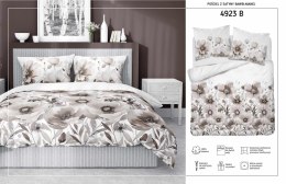 Pościel satynowa 140x200 biała beżowa kwiaty z jedną poszewką 4923 B Home Satin 81