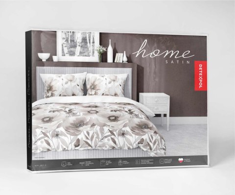 Pościel satynowa 140x200 biała beżowa kwiaty z jedną poszewką 4923 B Home Satin 81 Pościel satynowa 140x200 biała beżowa kwiaty z jedną poszewką 4923 B Home Satin 81
