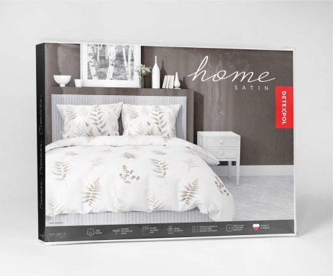 Pościel satynowa 140x200 biała beżowa liście z jedną poszewką 4927 B Home Satin 81 Pościel satynowa 140x200 biała beżowa liście z jedną poszewką 4927 B Home Satin 81