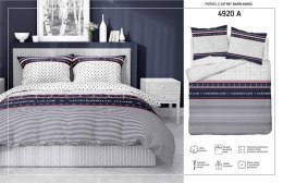 Pościel satynowa 140x200 biała granatowa marynarska z jedną poszewką 4920 A Home Satin 81