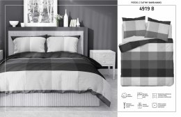 Pościel satynowa 140x200 szara kratka z jedną poszewką 4919 B Home Satin 81