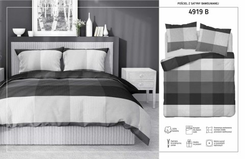 Pościel satynowa 140x200 szara kratka z jedną poszewką 4919 B Home Satin 81 Pościel satynowa 140x200 szara kratka z jedną poszewką 4919 B Home Satin 81