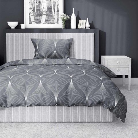 Pościel satynowa 140x200 szara liście z jedną poszewką 4926 B Home Satin 81 Pościel satynowa 140x200 szara liście z jedną poszewką 4926 B Home Satin 81