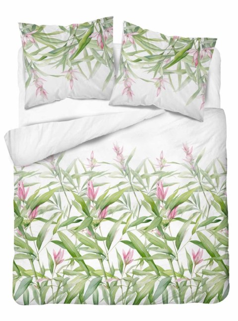 Pościel satynowa 160x200 biała zielona liście 4922 A Home Satin 81 Pościel satynowa 160x200 biała zielona liście 4922 A Home Satin 81