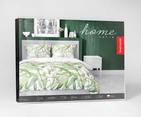 Pościel satynowa 160x200 biała zielona liście 4922 A Home Satin 81 Pościel satynowa 160x200 biała zielona liście 4922 A Home Satin 81