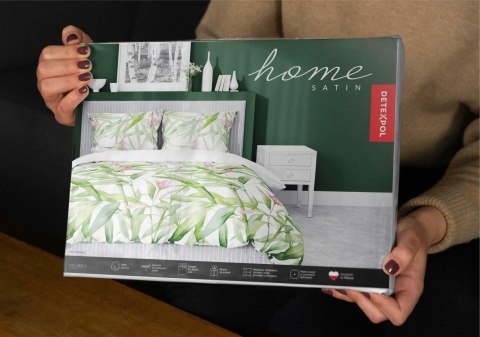 Pościel satynowa 160x200 biała zielona liście 4922 A Home Satin 81 Pościel satynowa 160x200 biała zielona liście 4922 A Home Satin 81