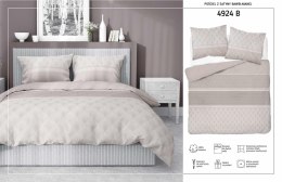 Pościel satynowa 220x200 beżowa liście 4924 B Home Satin 81