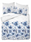 Pościel satynowa 220x200 biała niebieska kwiaty 4923 A Home Satin 81