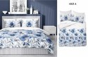 Pościel satynowa 220x200 biała niebieska kwiaty 4923 A Home Satin 81