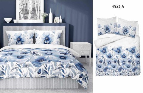 Pościel satynowa 220x200 biała niebieska kwiaty 4923 A Home Satin 81 Pościel satynowa 220x200 biała niebieska kwiaty 4923 A Home Satin 81
