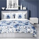 Pościel satynowa 220x200 biała niebieska kwiaty 4923 A Home Satin 81