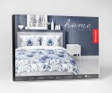 Pościel satynowa 220x200 biała niebieska kwiaty 4923 A Home Satin 81