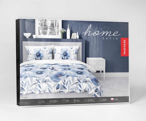 Pościel satynowa 220x200 biała niebieska kwiaty 4923 A Home Satin 81 Pościel satynowa 220x200 biała niebieska kwiaty 4923 A Home Satin 81