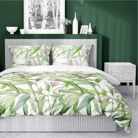 Pościel satynowa 220x200 biała zielona liście 4922 A Home Satin 81 Pościel satynowa 220x200 biała zielona liście 4922 A Home Satin 81